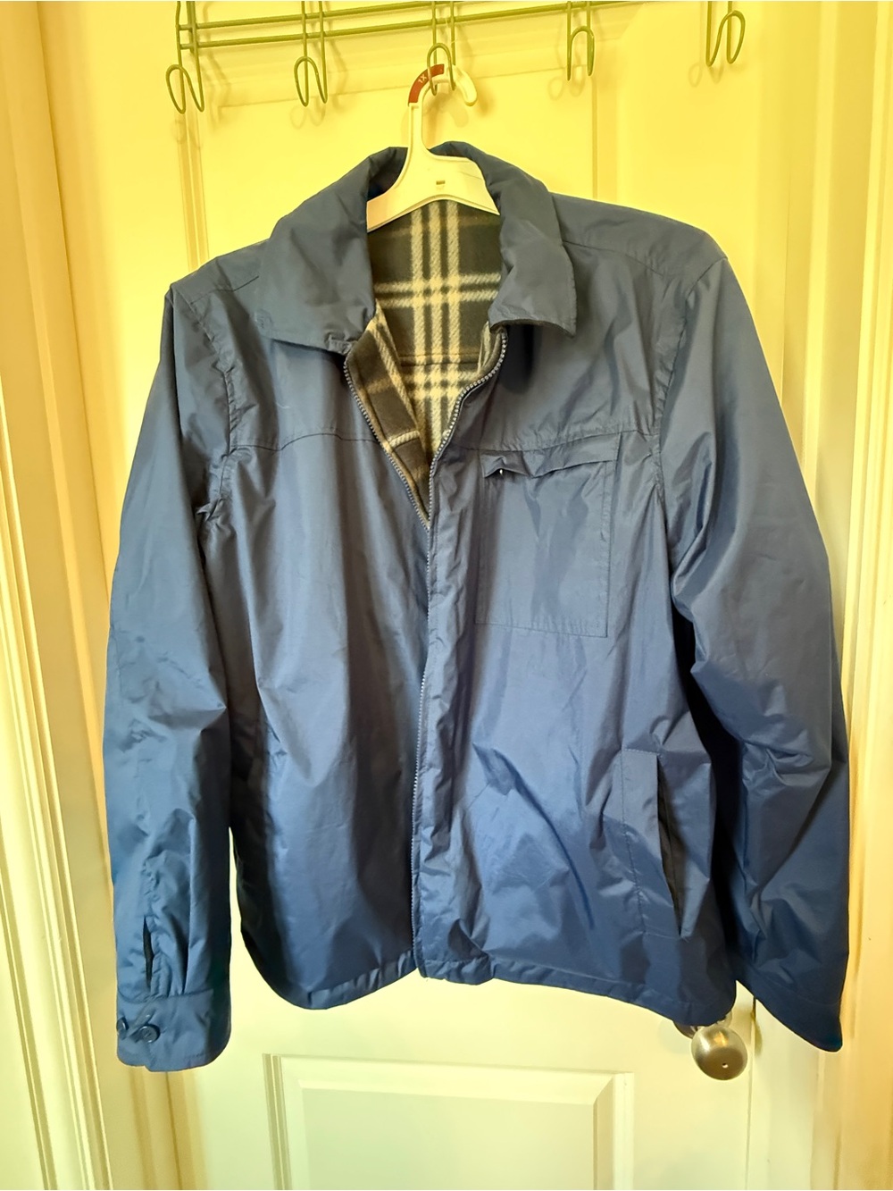 Victory Sportsman Men's Navy Performance Jacket with Plaid Lining Reversible